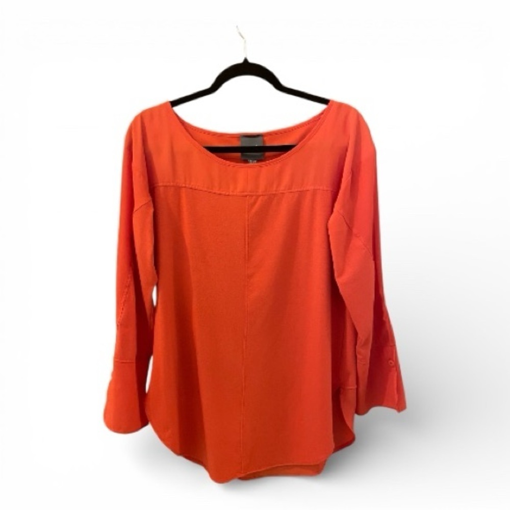 Lysse Felice Tunic Blouse, Size M, Vibrant Orange, Stretch Jersey Blend.